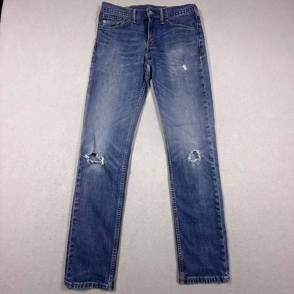 Levis 511 Slim Fit Distressed Blue Jeans Mens 31x32 Medium Wash‎ Denim Pants
